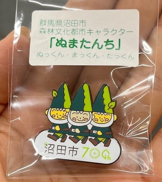 「ぬまたんち」ピンバッチの写真